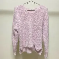 Vネックプルオーバー　ピンク　もこもこニット