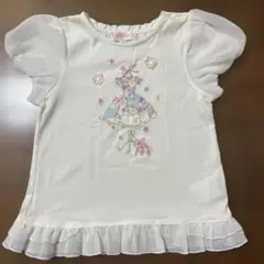 mezzo piano 半袖Tシャツ 90cm 花柄刺繍 フリル