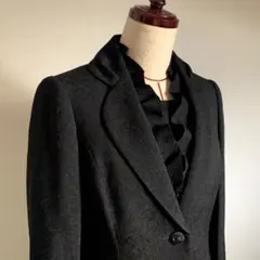 【極美品】SOIR PERLE 7号　織り地紋あり　セットアップ　黒　ワンピース