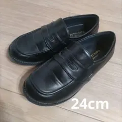 【美品】24cm ブラックフォーマルシューズ ローファー