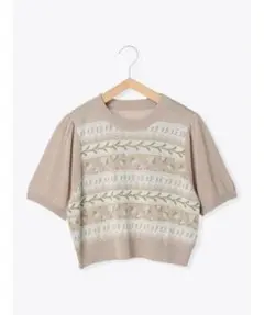 新品 ehka sopo ベージュ ニット 半袖 トップスのサムネイル