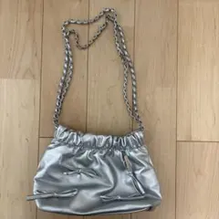 値下げ❗️SHEINシルバー ギャザー付きショルダーバッグ