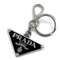 【極美品】プラダ キーリング 三角ロゴ プレート シルバー メンズ 1PS057