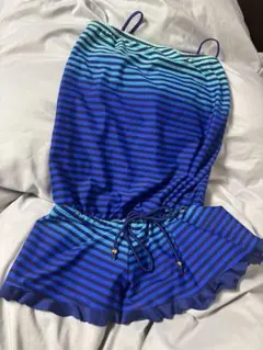 青と緑のストライプ セパレート水着