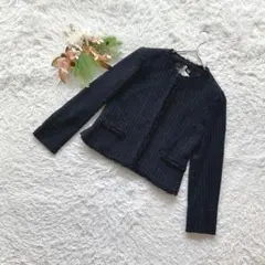 【グリーンレーベル】 (36/S) ツイードジャケット セレモニー ノーカラー