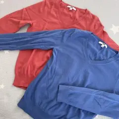 UNIQLO Ｖネックセーター　2点セット　ピンク　ブルー