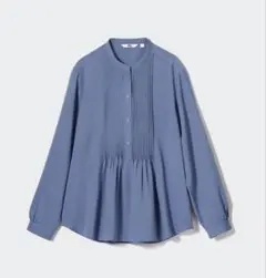 【UNIQLO ユニクロ】 レーヨンピンタックプルオーバーブラウス ブルー