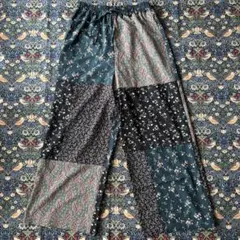 未使用 2025モデル Freadaパッチワーク イージーパンツ サテン 花