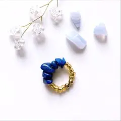 【ハンドメイド】ラピスラズリ　イヤーカフ☆ゴールド