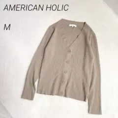 AMERICANHOLIC Vネックリブニットカーディガン　長袖　洗えるのサムネイル