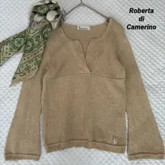 Roberta di Camerinoコットン100%ロゴ入ニットベージュ 40のサムネイル