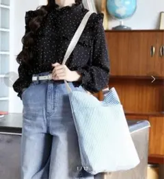 キャンバス　2WAY トートバッグ　ショルダー　ストライプ