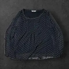 CINEMA CLUB ブラウス シャツ ブラック 長袖 レディース L