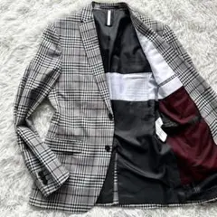 【未使用に近い】ZARA ザラ　テーラードジャケット　チェック　グレー　L相当