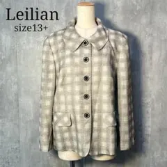 美シルエット☆Leilian ドメール社製シルク ジャケット 大きい13+サイズのサムネイル