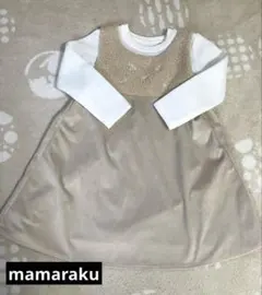 ママラク　mamaraku 長袖　裏起毛　ボア　刺繍　ワンピース　新品　110