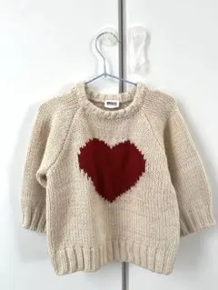 【匿名発送】ベージュ ハートデザイン セーター80~90 BREEZE ブリーズ