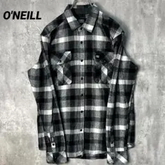 T-2020 O'NEILL ネルシャツ 長袖 チェック柄 L ブラックホワイト