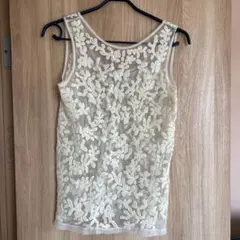 ZARA アイボリー レース ノースリーブ M