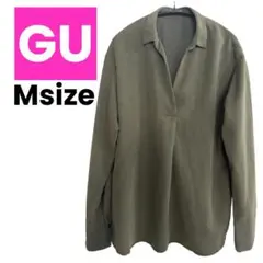 GU ジーユー 長袖シャツ オリーブ スキッパー 秋 冬 シャツ