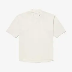 LACOSTE ラコステ 5分袖モックネックサマーニットTシャツ ホワイト