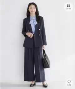 うすカル多機能シャドーチェック ダブルブレストジャケット×ワイド
