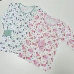 130cm 8分袖インナー 綿100% 厚地2枚セット リブつき+1枚 計3枚