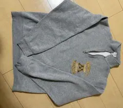 大学　ロゴ　プリントデザイン　ハーフジップスウェット　グレー　M ゆるだぼ　古着のサムネイル
