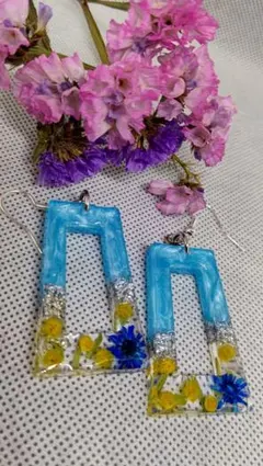 7☆レジンピアス 爽やかミモザ