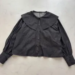 ehka sopo ブラウス デニム風ビッグカラー F（A898）