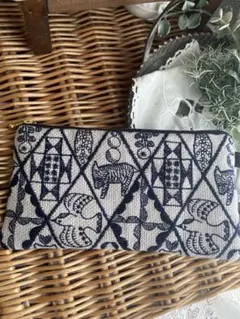 ミナペルホネン ハンドメイド パッチワーク L字ファスナーポーチ