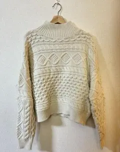 niko and ... アイボリー ケーブルニット L