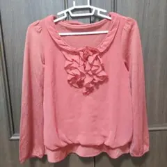 アリスバーリーM 長袖カットソー オレンジ シフォン フリル