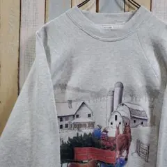 363☆スウェットトレーナー☆デザインプリント☆USA製☆80s☆XXL