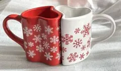 ハート型雪の結晶マグカップ2個セット