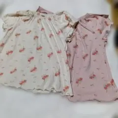 2枚セット 女の子 半袖トップス 110サイズ バルーン柄 Tシャツ ピンク 白のサムネイル