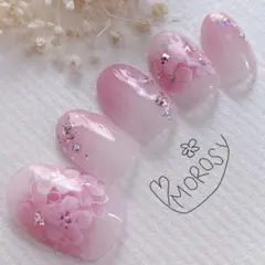 MOROSY178✩ブライダル 花 和装 春 ネイル チップ ピンク 桜 桃
