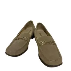 クロールバリエ ビットローファー 24.0ベージュ スエード調 幅広 軽量