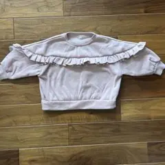 フリルデザイン ピンク トレーナー 100