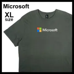 マイクロソフト Microsoft 企業ロゴ Tシャツ 古着 XL 深緑のサムネイル