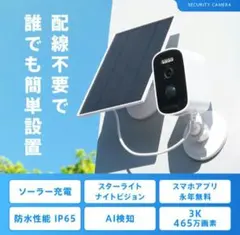 室外 室内 防犯カメラ ソーラーパネル SD WiFi2K 防水工事不要 AI
