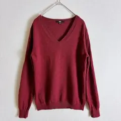 UNIQLO ユニクロ カシミヤ ニット Vネック Mサイズ レッド カジュアル