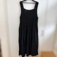 新品★サマンサモスモス　SM2 編みこみ　ロングワンピース　ブラック