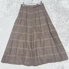 EMMANUELLE KHANHチェック柄フレアガウチョパンツ［M］ブラウン