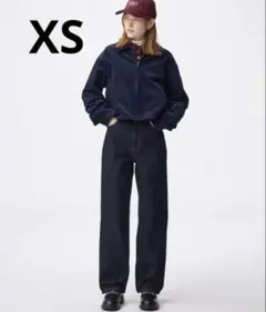 【GU】 ハイライズストレートジーンズ XSネイビー 丈標準