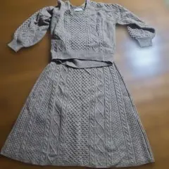 B:MING by BEAMS ケーブル編みニットセットアップ Sサイズ グレー