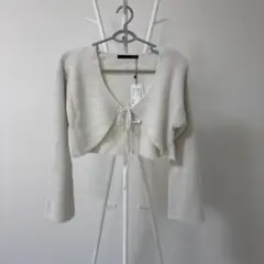 Heatherホワイト クロップドニットカーディガン