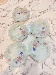 花柄波形皿5枚セット