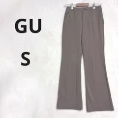 美品 GU S ブラウン カットソーフレアスラックス フレアパンツ