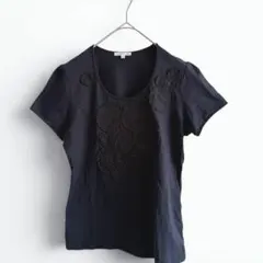 TO BE CHIC 半袖 Tシャツ ブラック レース装飾 刺繍 サイズIIのサムネイル